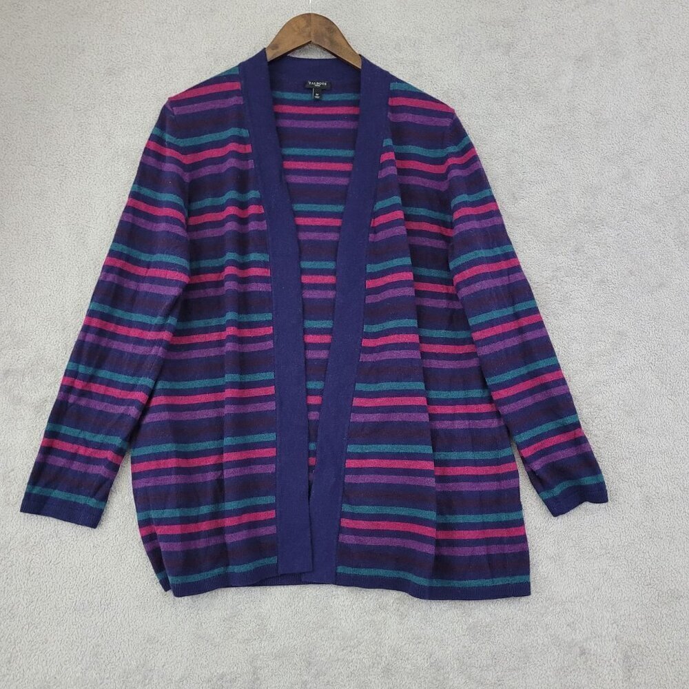 Talbots  Lambswool Blend  Womens Striped Cardigan Sweater 1X  JCT